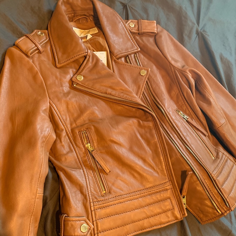 Michael Kors leather motto jacket